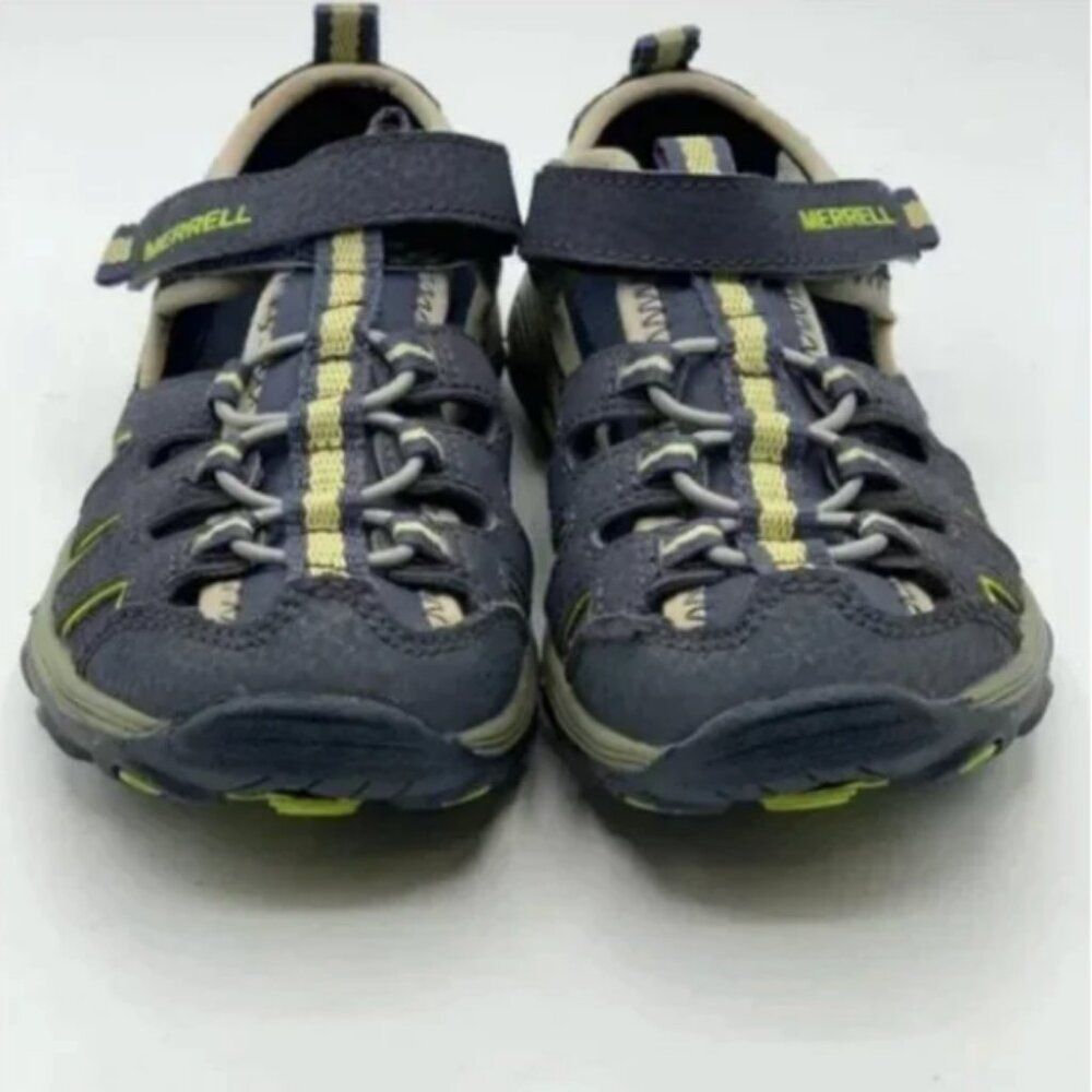 Merrell Boys' Hydrohiker Trail Shoe Blue Lime Green Size 11 - Picture 4 of 8